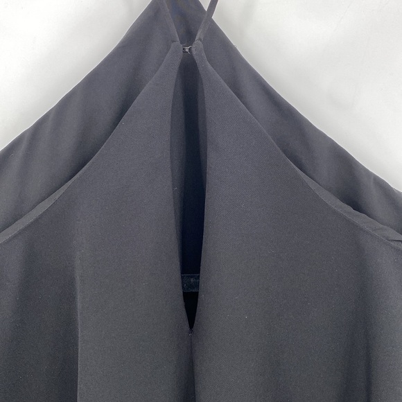 Milly Halter Neck Cascade Back Dress Solid Black Flowy Cocktail Event Size 8 - Picture 8 of 11